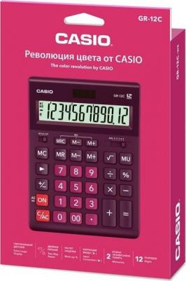 Калькулятор настольный GR-12С-WR, 12 разрядов, двойное питание, БОРДОВЫЙ – фото 3