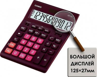 Калькулятор настольный GR-12С-WR, 12 разрядов, двойное питание, БОРДОВЫЙ – фото 11