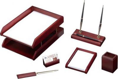 Настольный набор M6C-25A, ЛЮКС, 6 предметов, бордовый/черный