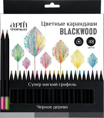 Набор цветных карандашей "Blackwood", 48 цветов, трехгранные, корпус деревянный, супер мягкий грифель – фото 4