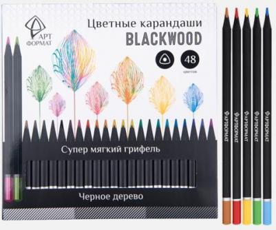 Набор цветных карандашей "Blackwood", 48 цветов, трехгранные, корпус деревянный, супер мягкий грифель – фото 5