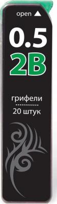 Грифели запасные, КОМПЛЕКТ 20 шт., "Black Jack" Hi-Polymer, 2В, 0,5 мм, 180448 – фото 3