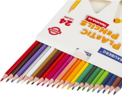 Карандаши цветные пластиковые PREMIUM, 24 цвета, трехгранные, грифель мягкий 3 мм, 181663 – фото 2
