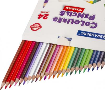 Карандаши цветные PREMIUM, 24 цвета, шестигранные, грифель мягкий 3,3 мм, 181658 – фото 3