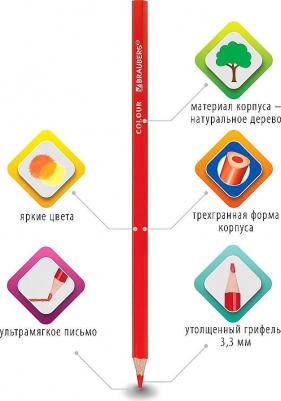 Карандаши цветные PREMIUM, 24 цвета, трехгранные, грифель мягкий 3,3 мм, 181653 – фото 2