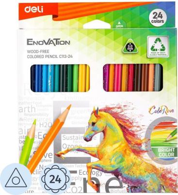 Карандаши цветные Enovation 24 цвета трехгранные