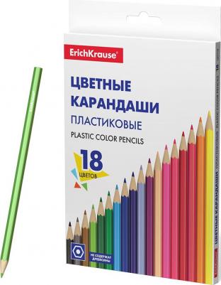 Цветные карандаши пластиковые, шестигранные, 18 цветов, 18 шт. 53362
