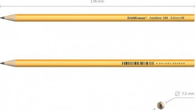 Карандаш чернографитный, 1 шт., "Amber 100", HB, без резинки, грифель 2,2 мм, заточенный, 45476 – фото 1