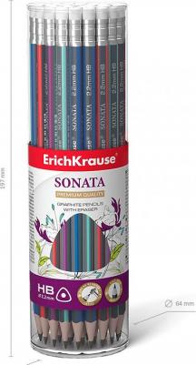 Карандаш чернографитный, трехгранный с ластиком Sonata, HB – фото 10