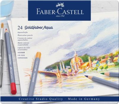 Акварельные карандаши Goldfaber Aqua в металлической коробке, 24 шт