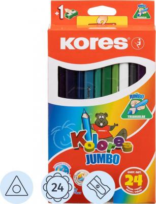 Карандаши цветные Kolores Jumbo 24 цвета трехгранные с точилкой – фото 1