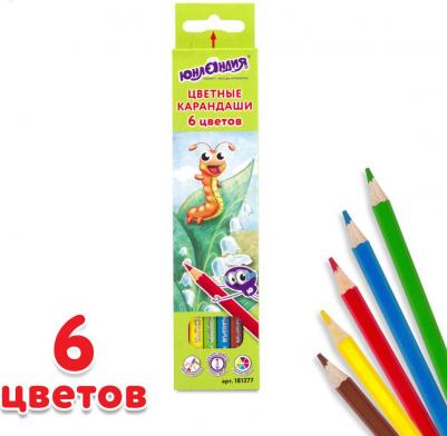 Карандаши цветные "В ГОСТЯХ У БУКАШЕК", 6 цветов, классические заточенные, 181377 – фото 6