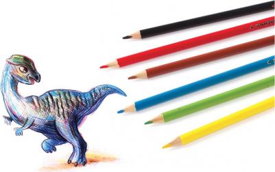 Карандаши цветные "ЮНЛАНДИК БЫСТРЕЕ ВСЕХ", 6 цветов, трехгранные заточенные, 181387 – фото 1