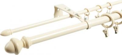 Карниз для штор двухрядный металлический CLASSIC, цельный, бежевый 200 см/ Гардина для окна алюминиевая