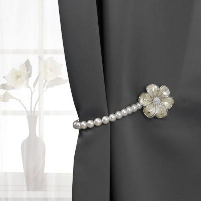 Подхват для штор "Цветок", d = 6 см, цвет серебряный/белый./В упаковке шт: 1