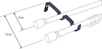 Карниз двухрядный 19/16 мм шар 160/320 см цвет бронза – фото 2