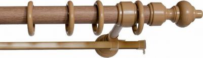 Карниз для штор и тюля круглый, деревянный, настенный, 2 ряда, цвет Дуб 300 см