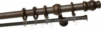 Карниз круглый деревянный настенный двухрядный Тренд D28 Каштан 200см – фото 1
