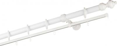 Карниз настенный деревянный двухрядный круглый 250 см d 28 мм белый