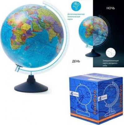 Глобус интерактивный ДЕНЬ И НОЧЬ 2я карта:политич.и звезд.неба,подсветка:батарейки+VRочки