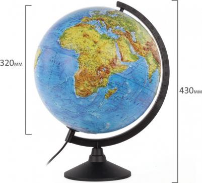 Глобус Ке013200233 Физико-политический рельефный 320 с подсветкой Евро – фото 2