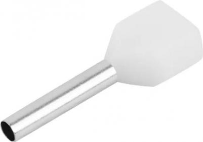 26588 1 Наконечник-гильза двойной с изолированным фланцем, 0,75мм?, контакт 10мм, под опрессовку, белый, 25шт, 26588 1, цена за 1 шт