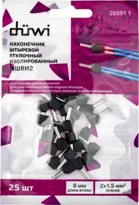 26591 1 Наконечник-гильза двойной с изолированным фланцем, 1,5мм?, контакт 8мм, под опрессовку, черный, 25шт, 26591 1, цена за 1 шт – фото 5