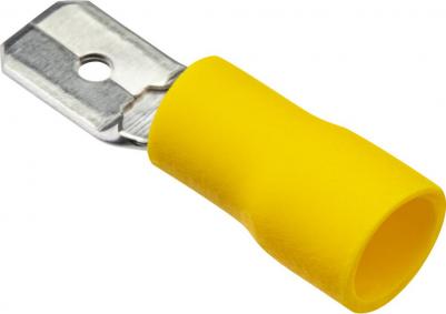 26706 5 Разъем плоский, изолированный, РпИп 6-6,3, сечение проводника 4,0-6,0мм?, обжим, желтый, 10шт., 26706 5, цена за 1 шт – фото 7