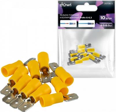 26706 5 Разъем плоский, изолированный, РпИп 6-6,3, сечение проводника 4,0-6,0мм?, обжим, желтый, 10шт., 26706 5, цена за 1 шт – фото 18