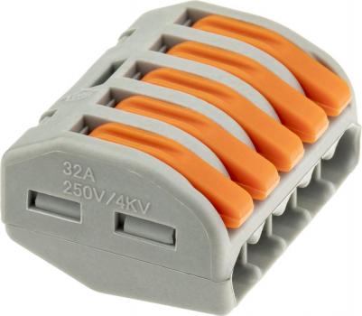 Клеммы соединительные с рычажком СМК 222-415 5-проводные 4мм2 серые 5шт 26611 2 – фото 5