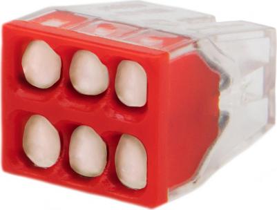 Шестипроводная экспресс-клемма Экспресс-клемма с пастой СМК 2273-246, 6-проводная 0.5-2.5 мм2, прозрачная, 100 шт. 07-3210