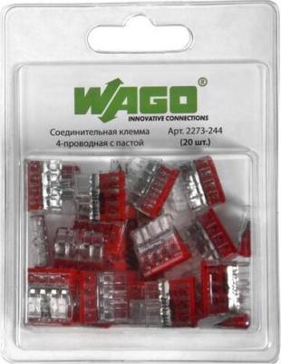 Клемма 4-проводная компактная с пастой (20шт) 2273-244 – фото 2