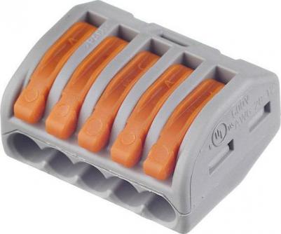 Клемма на 5 проводов 222-415 0,08-2,5 кв.мм с рычажками без пасты – фото 3