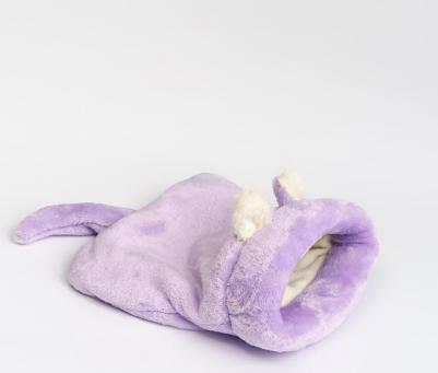 Лежанка-мешочек для грызунов Ушастик, 24х22х4 см, сиреневая