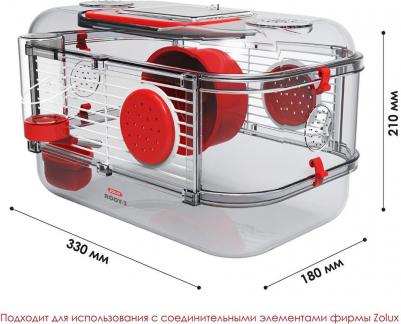 Клетка для грызунов RODY 3 MINI, 33х21х18 см, рубиново-красный – фото 3