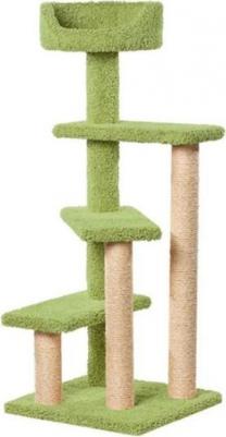 Комплекс для кошек Винтовая лестница, ковролин, зеленый, 57х57х156 см – фото 1