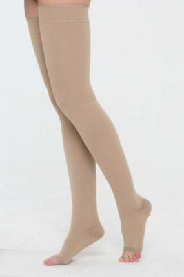 Чулки до бедра с открытым мыском 1 класс, размер: 1, длина: 65-74 см, кремовый
