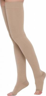 Чулки компрессионные до бедра с открыт. мыском класс 1 р.6 кремовый – фото 1