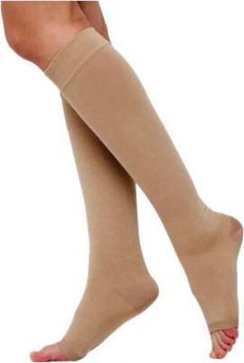 Чулки компрессионные до колена с открытым мыском 1 класс компрессии, кремовый, размер 6 – фото 2