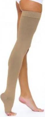 Чулок компрессионный до бедра 1кл. р.1 б/мыска кругловяз. кремовый