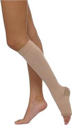 Чулок компрессионный до колена с открытым мыском 1 класс компрессии, кремовый, размер 5 – фото 1