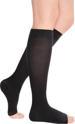 Luomma Idealista ID-210 / Луомма - компрессионные гольфы, удлиненные, 40-44 см, открытый носок, S (II), черные – фото 5