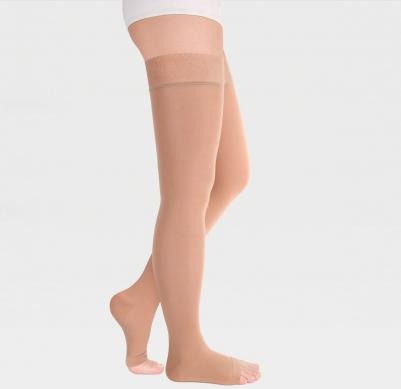 Luomma Idealista ID-310W / Луомма - компрессионные чулки, на широкое бедро, удлиненные, 72-83 см, открытый носок, S (II), карамель 4680281025457 – фото 3