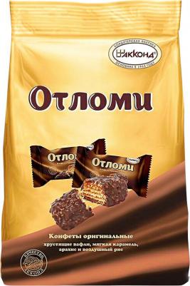 Конфеты Отломи Хрустящие вафли Мягкая карамель Арахис и воздушный рис 360 г