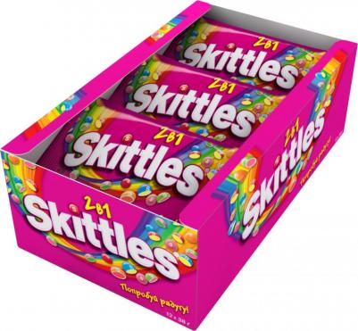 Жевательные драже в сахарной глазуре 2в1, Фрукты и ягоды, Шоубокс, 12 шт.* 38 гр – фото 2