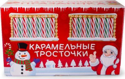 Карамельные Тросточки в Новогоднем дисплее 15 гр В упаковке 40 шт