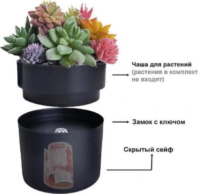 Копилка сейф Цветочный горшок 13х13х13 см – фото 1
