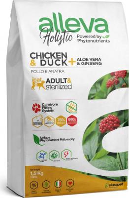 Корм сухой ALLEVA HOLISTIC CAT Adult Chicken & Duck для взрослых кошек с курицей и уткой, алое вера и женьшенем 1,5 кг 2875 – фото 2