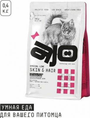 Cat Skin&Hair сухой корм для длинношерстных кошек, для кожи и шерсти, с ЛОСОСЕМ и ИНДЕЙКОЙ - 10 кг повседневный супер премиум низкозерновые – фото 1