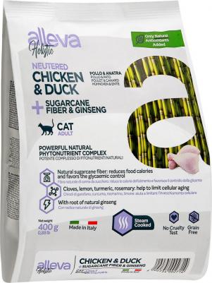 Корм для кошек Holistic для кастр.и стерилиз., курица, утка с сах.тростником и женьш.сух.400г – фото 5